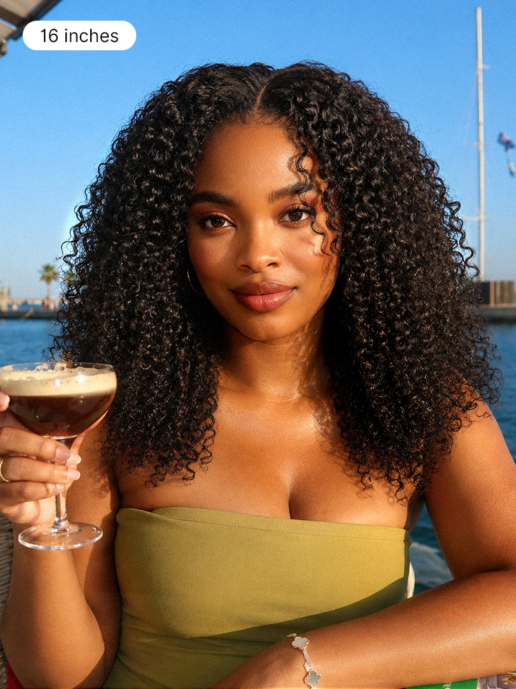 Luvme Hair Afro curly lace closure wig with 5x5 pre-cut glueless cap, 200% density, beginner-friendly, one size fits all cap