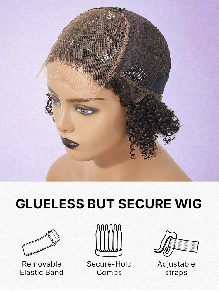 Luvme Hair 5x5 closure wig with brown ombre water wave curls, HD lace, long length, breathable cap, and glueless design.