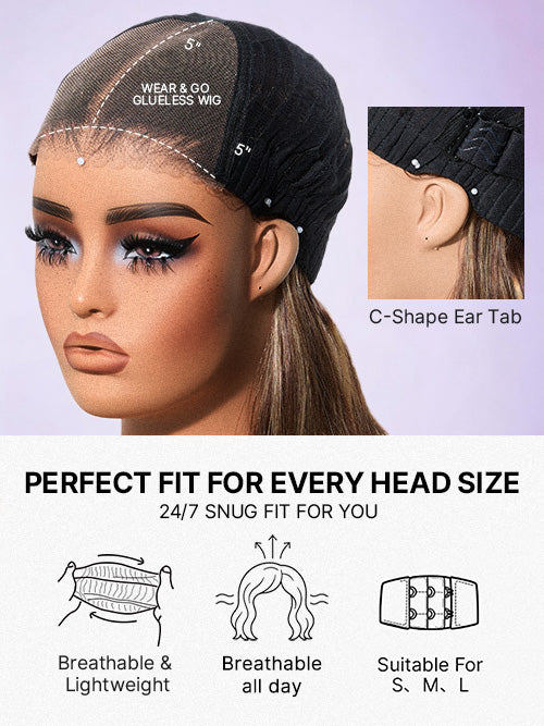 Blonde and brown highlight short layered bob wig with glueless 5x5 lace closure from Luvme Hair, showing the wig on a mannequin head.