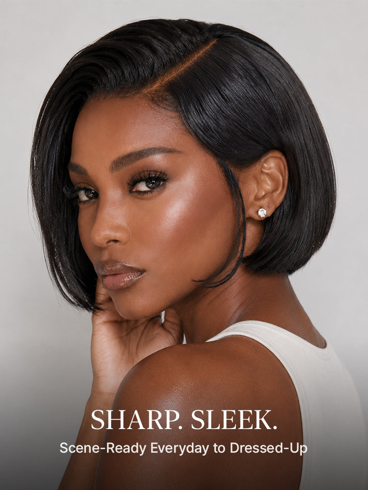 180% Density Sleek Short Bob Minimalist HD Lace Wig Pre-cut Lace All-Day Comfort Cap-52