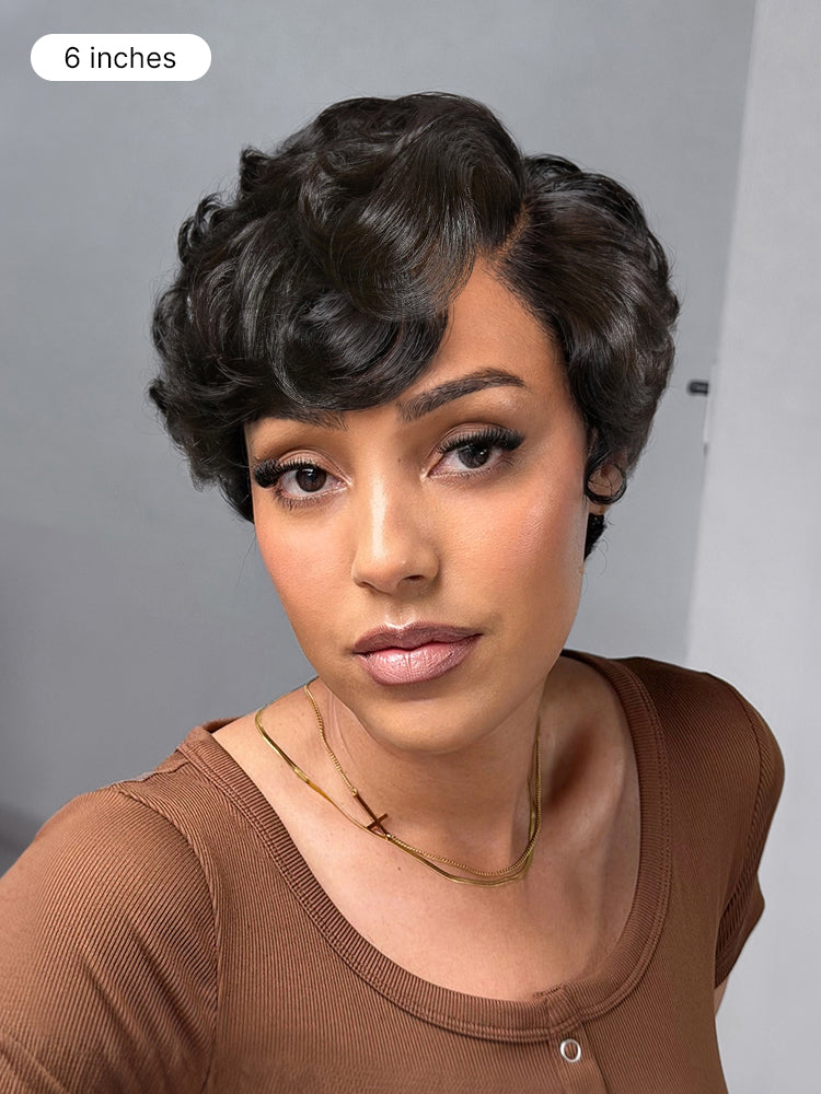 Luvme Hair natural black lightweight short pixie cut wig with HD lace, glueless, beginner-friendly, pre-cut lace, minimalistic style
