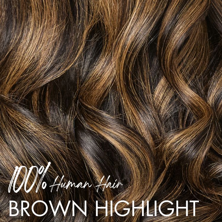 Luvme Hair brown highlight loose body wave HD lace wig with pre-cut lace and 200% density, showcasing the glueless minimalist style