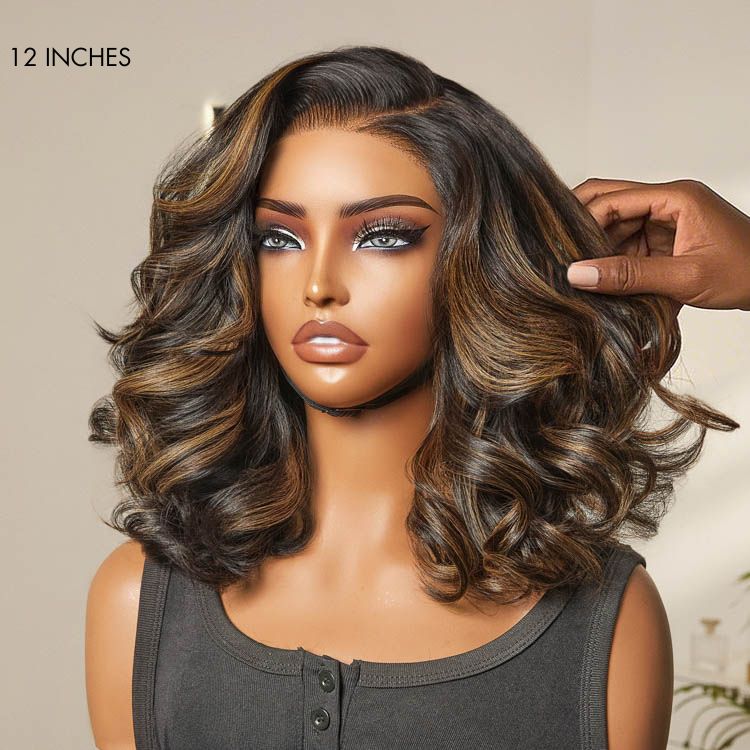 Luvme Hair brown highlight loose body wave glueless HD lace wig with pre-cut lace and 200% density, natural and minimalistic style