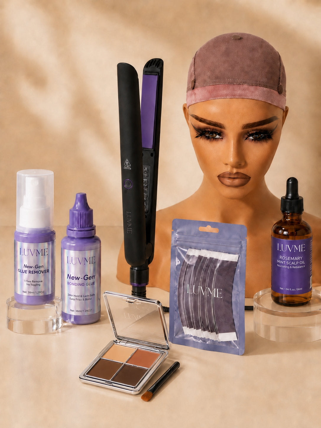 Luvme Hair 6-piece gift set for points pool event, featuring hair accessories and styling tools, displayed on a neutral background.