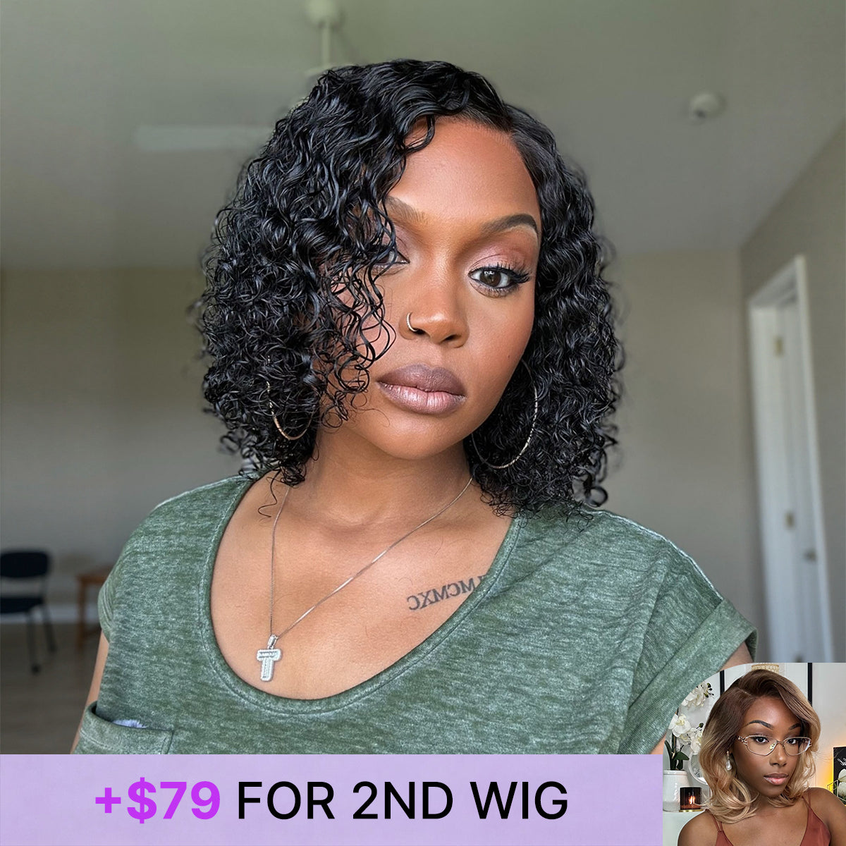 Luvme water wave glueless 5x5 lace closure wig with pre-cut lace and wet and wavy human hair style displayed on a mannequin
