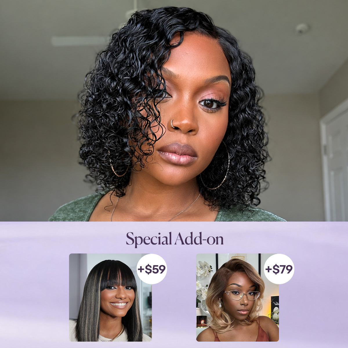 Luvme Water Wave Glueless 5x5 Closure Pre-Cut Lace Human Hair Wig with wet and wavy texture, close-up of the wig's lace and waves