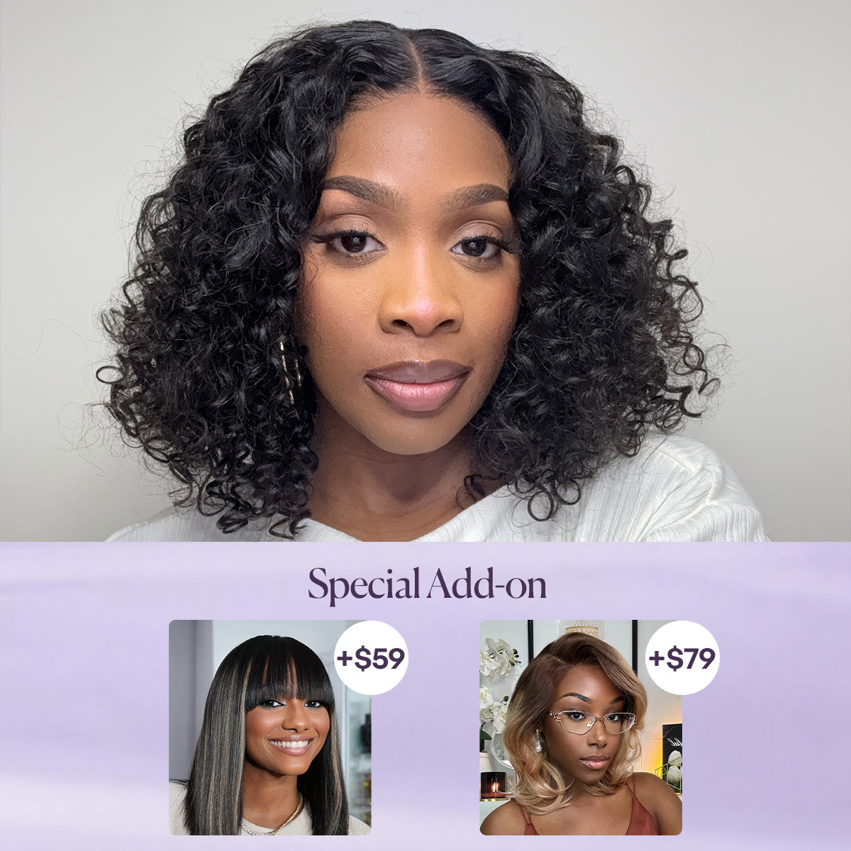 Natural black deep curly glueless 5x5 lace closure wig by Luvme Hair, pre-cut with a seamless, natural hairline.