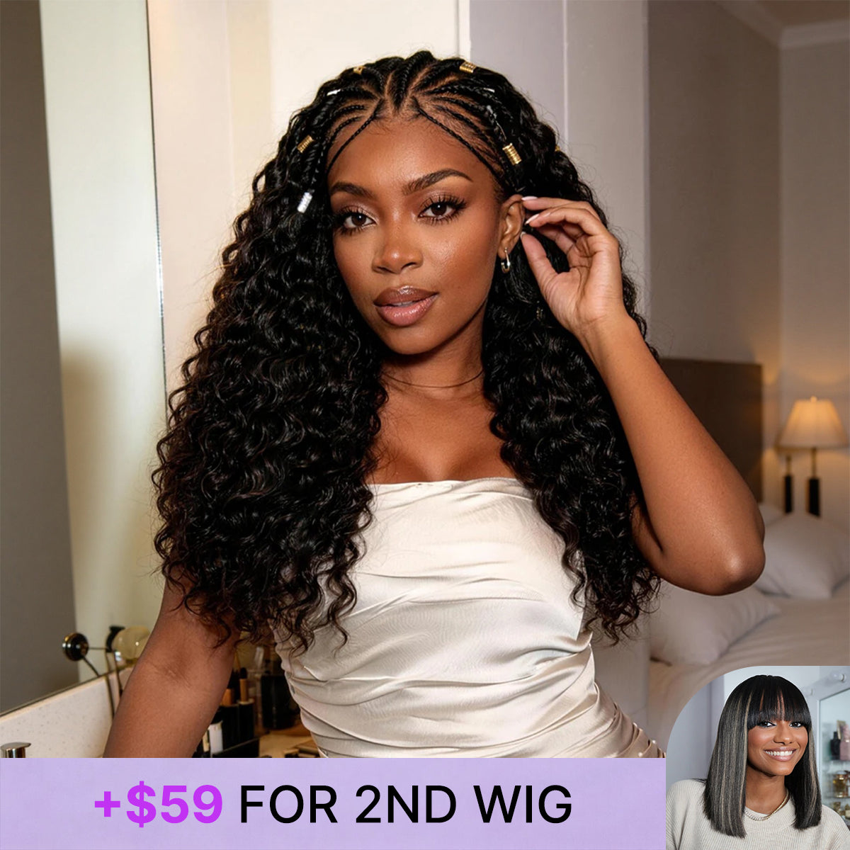 Special Add-On | Boho Fulani Braids Water Wave 13x4 Frontal Lace Wig Pre-cut Lace Human Hair-12