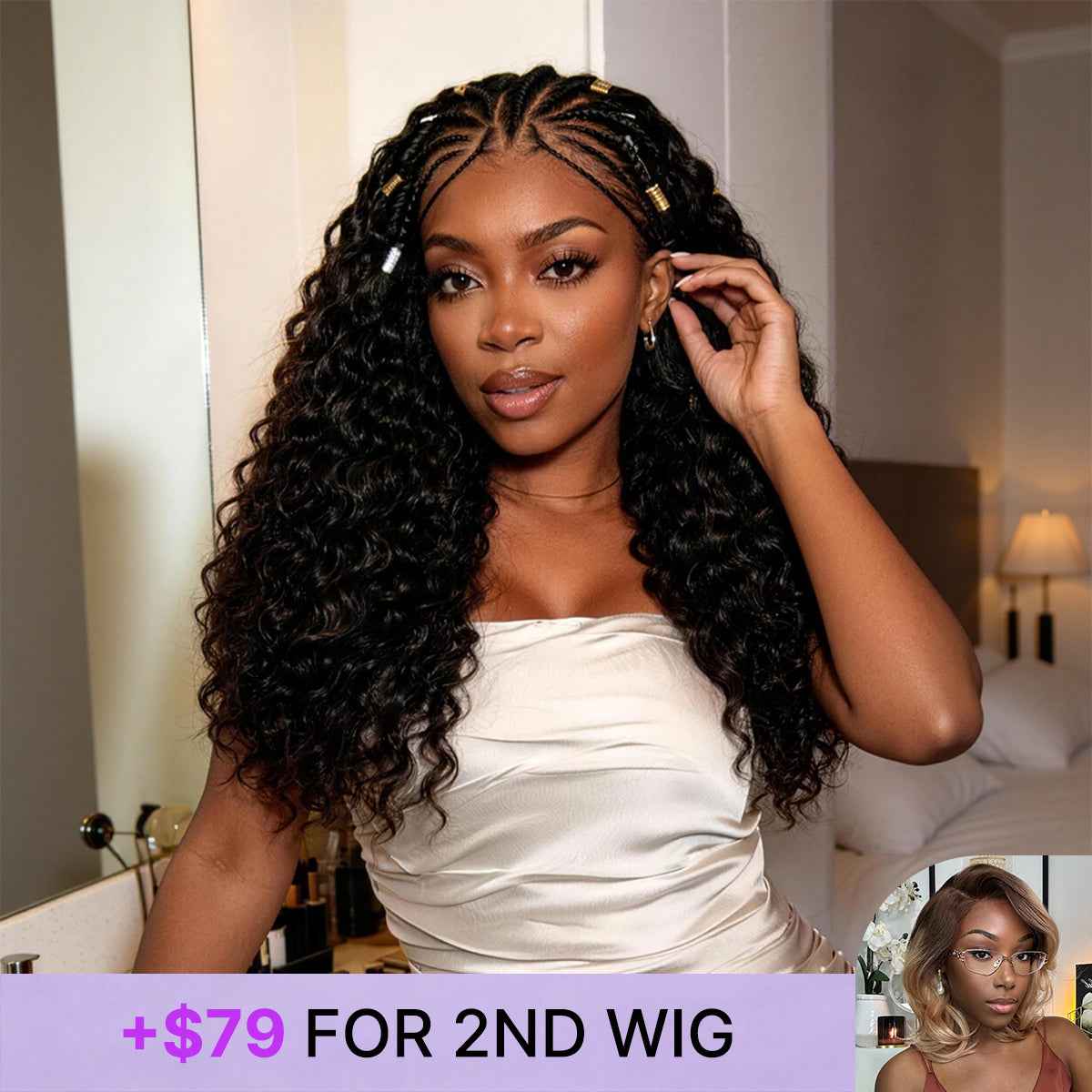 Special Add-On | Boho Fulani Braids Water Wave 13x4 Frontal Lace Wig Pre-cut Lace Human Hair-13