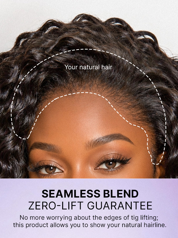 Luvme Hair water wave glueless half wig with 250% density, fluffy full volume, flexible fit, and drawstring for easy wear.