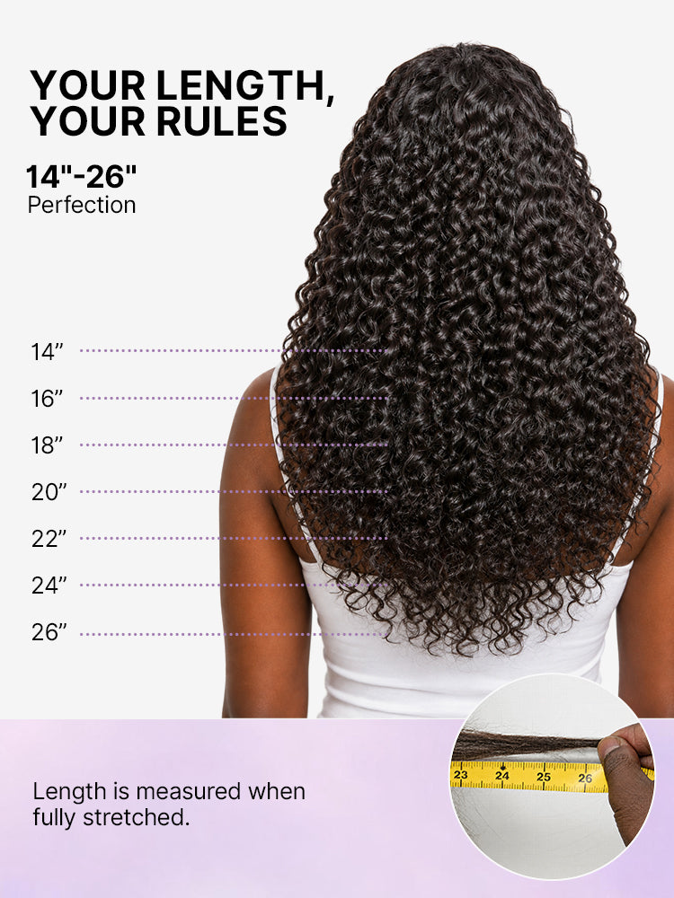 Luvme Hair water wave glueless half wig with 250% density, fluffy full volume, flexible fit, and drawstring for easy wear.