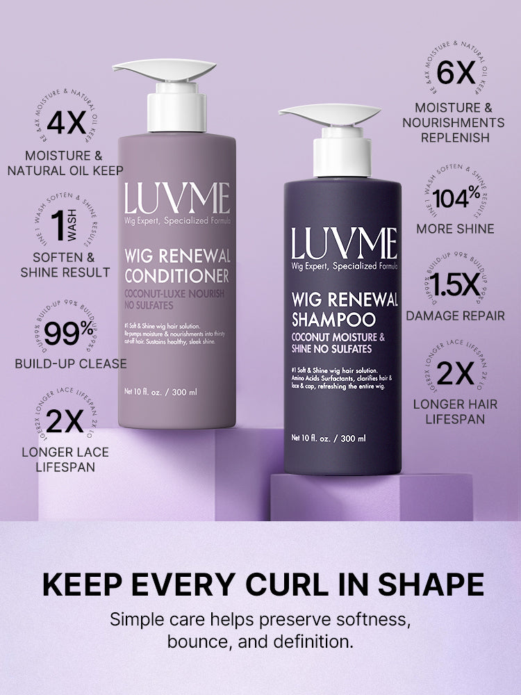 Luvme Hair water wave half wig with 250% density, fluffy, full, glueless design, drawstring for secure fit, natural look
