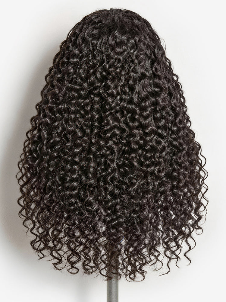 Luvme Hair Fluffy Water Wave Half Wig with 250% density, glueless, flexible fit, drawstring closure, natural-looking hair extension