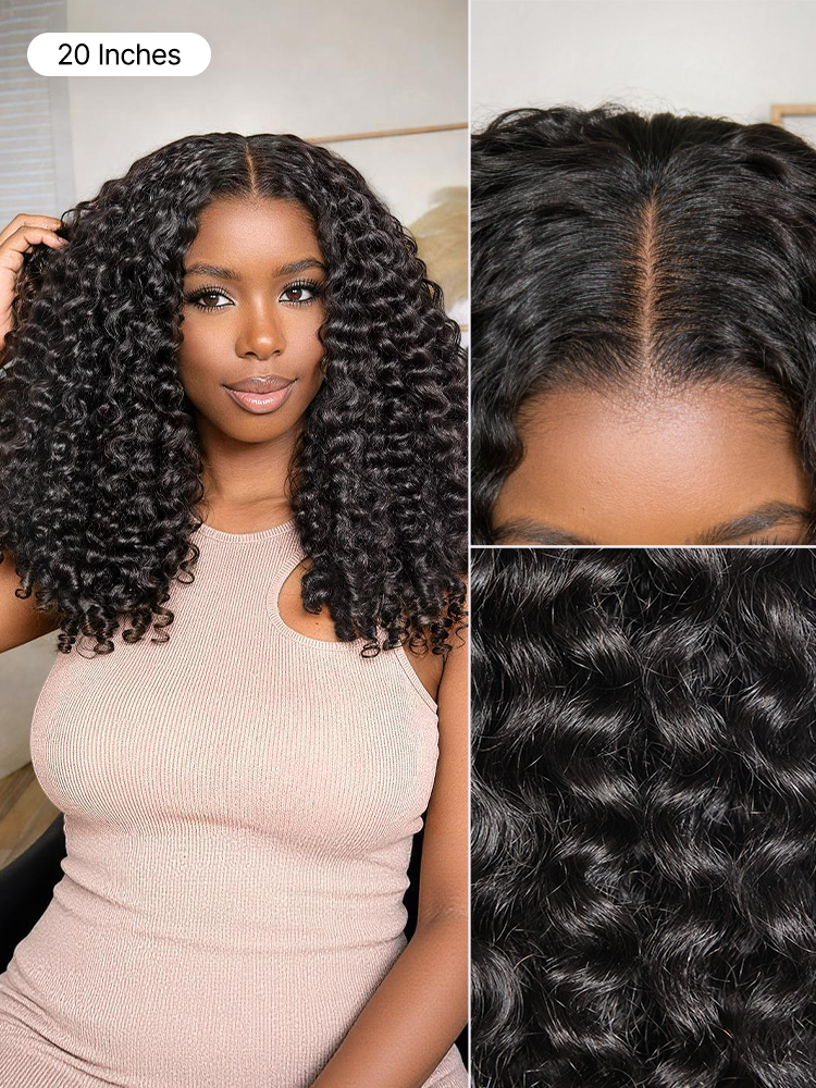 Luvme Hair Burmese curly finger coil ends glueless human hair wig with V-part style and flexi-fit drawstring for natural look