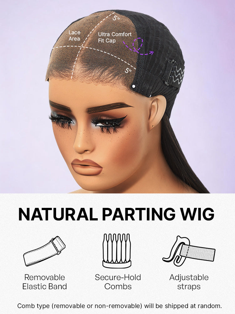 Wet and wavy brown highlight lace water wave wig with 5x5 closure, pre-cut, glueless, by Luvme Hair