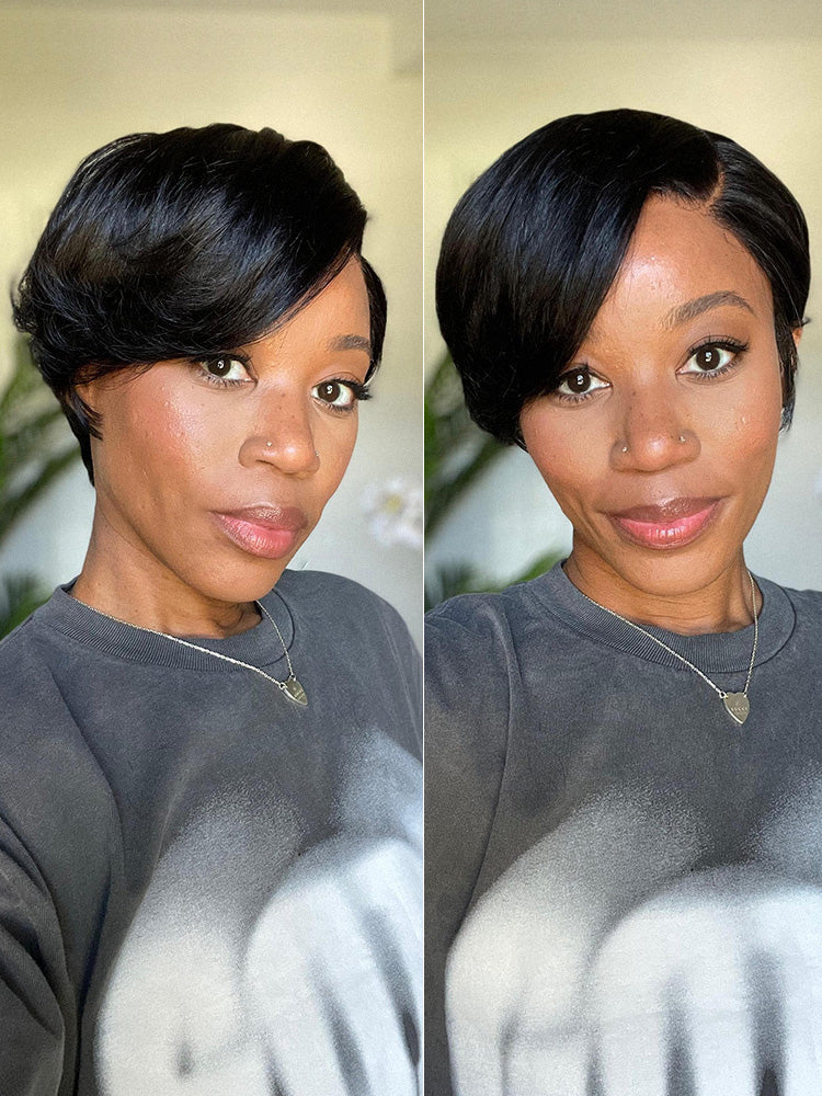 Luvme minimalist lace wig with pre-cut, glueless pixie cut, high-definition lace for a natural, effortless look.