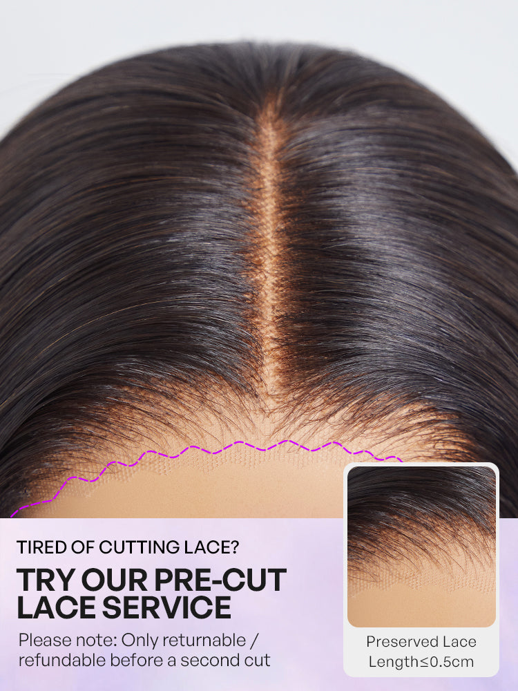 Luvme minimalist lace wig with pre-cut lace, glueless design, and pixie cut style, showing natural hairline and sleek finish.