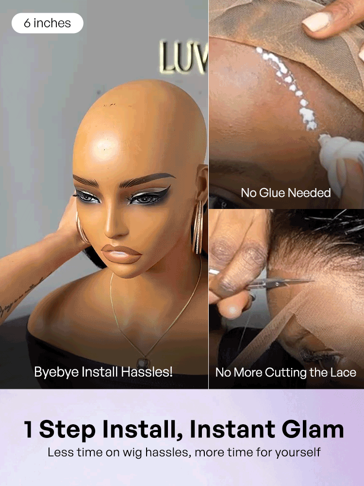 Luvme minimalist lace wig featuring a stylish pixie cut, HD lace, and a glueless, pre-cut design for a natural look.