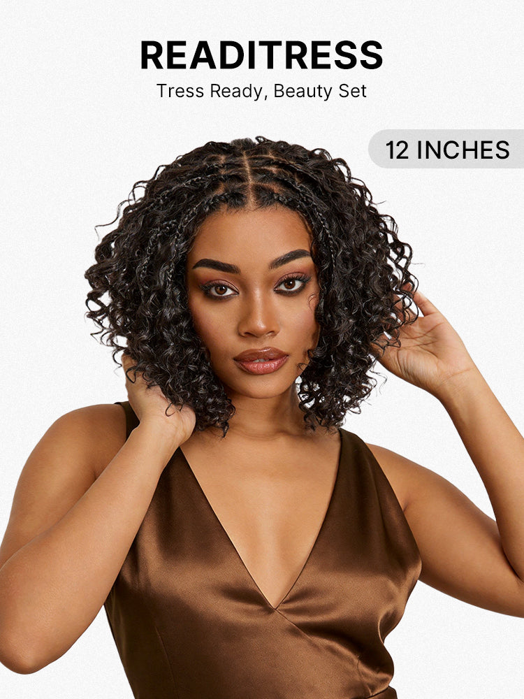Luvme Hair Readitress™ Boho Braids deep curly glueless 5x5 lace closure wig with braided top, human hair pre-cut lace.