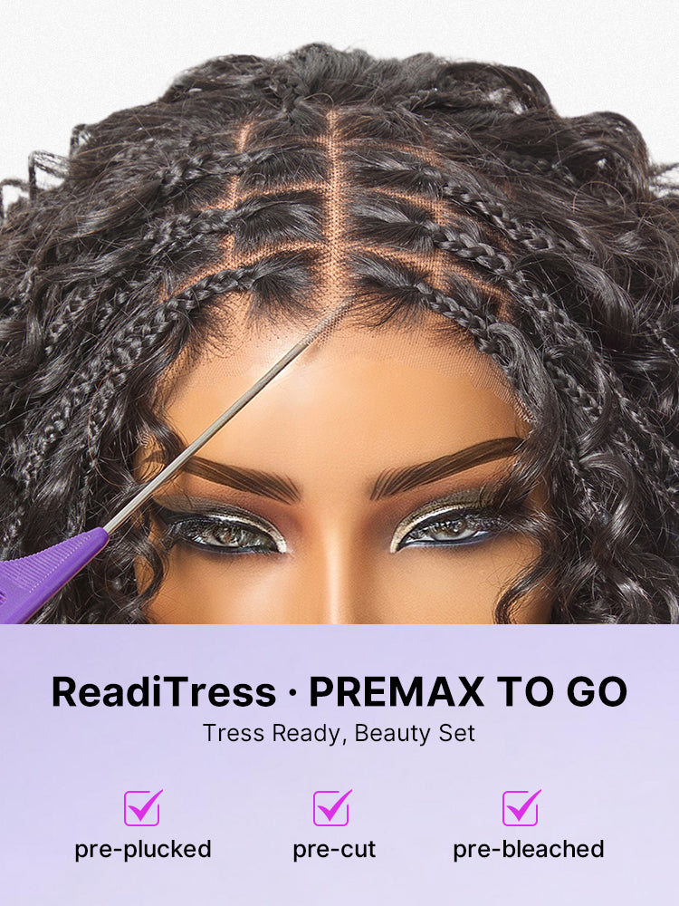 Luvme Hair Readitress™ Boho Braids deep curly glueless lace wig with braided top, 5x5 closure, human hair, pre-cut lace