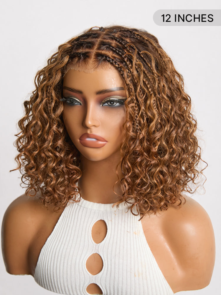 Luvme Hair Readitress™ Boho Braids deep curly glueless 5x5 lace closure wig with braided top and pre-cut lace, human hair style.