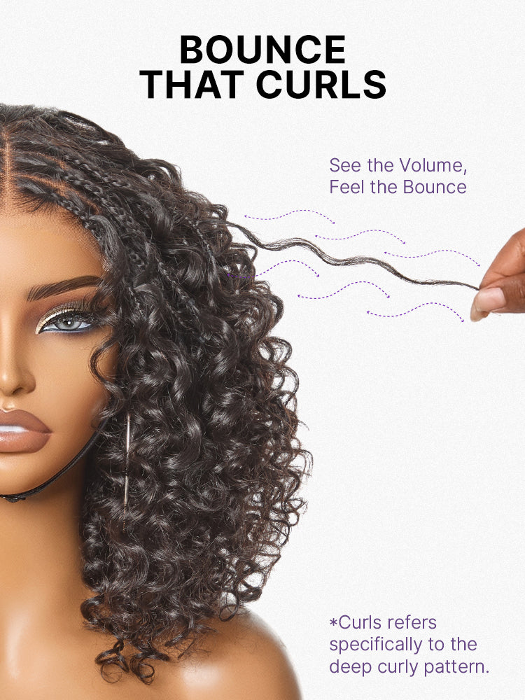 Luvme Hair Readitress™ Boho Braids deep curly human hair wig with 5x5 lace closure and braided top, glueless pre-cut lace
