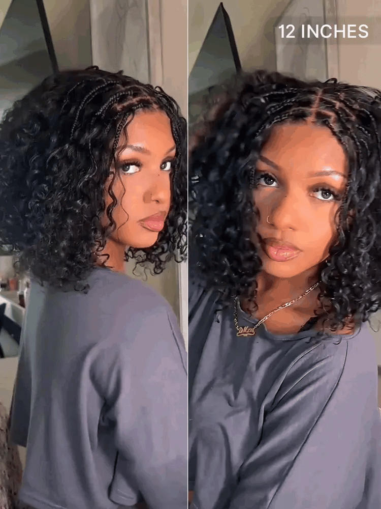 Luvme Hair Readitress Boho Braids deep curly human hair wig with 5x5 lace closure and braided top, pre-cut lace, glueless style.