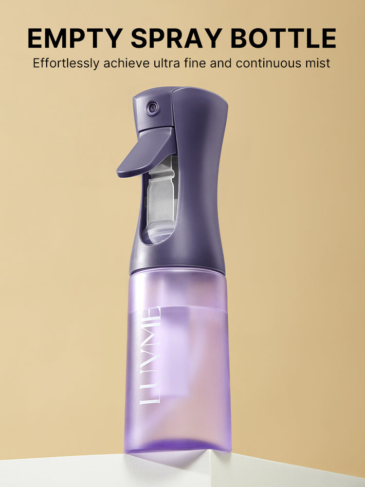 Luvme Hair continuous ultra-fine mist spray bottle for hairstyling and cleaning, empty and handheld with a spray nozzle