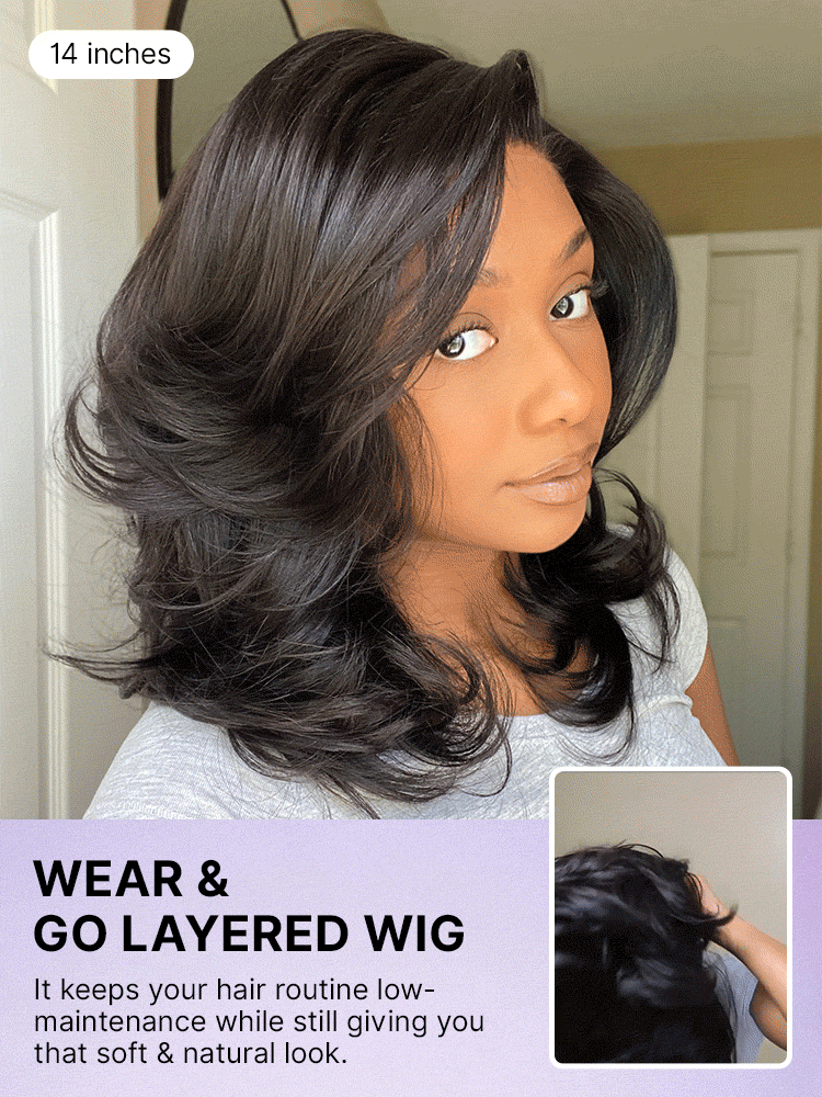 Luvme Hair butterfly cut layered wavy minimal lace wig with short length and HD transparent lace for a natural look.