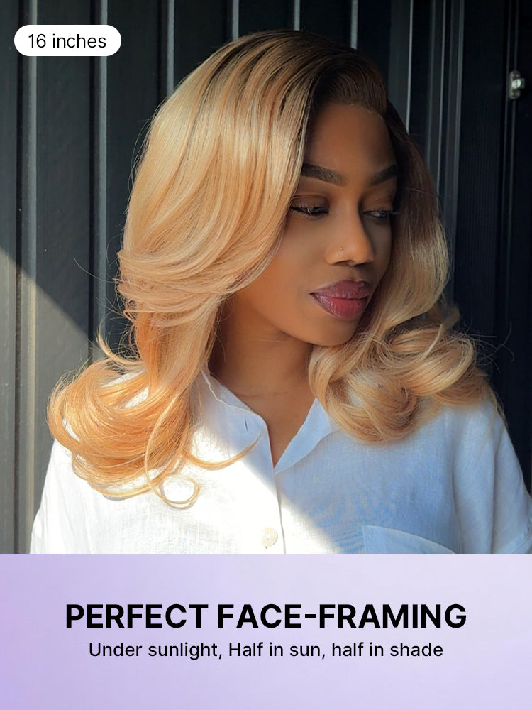 Luvme Hair butterfly cut layered wavy glueless lace short wig with minimalist lace design and natural hair texture.