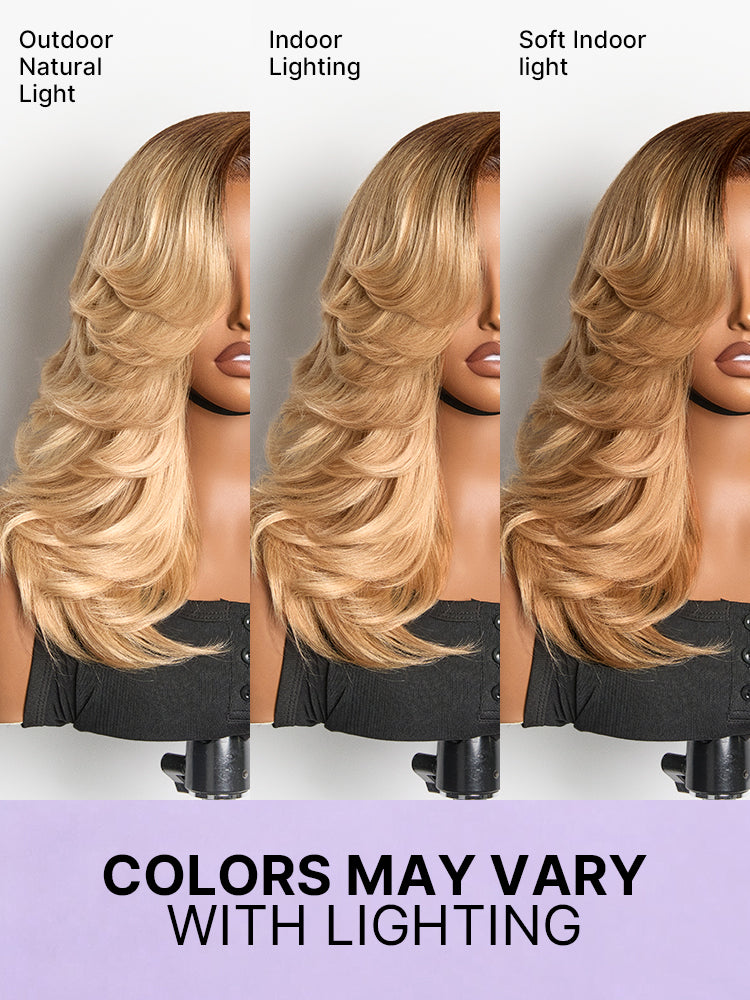 Luvme Hair butterfly cut layered wavy short lace wig with minimalistic, glueless design and HD lace for a natural look.