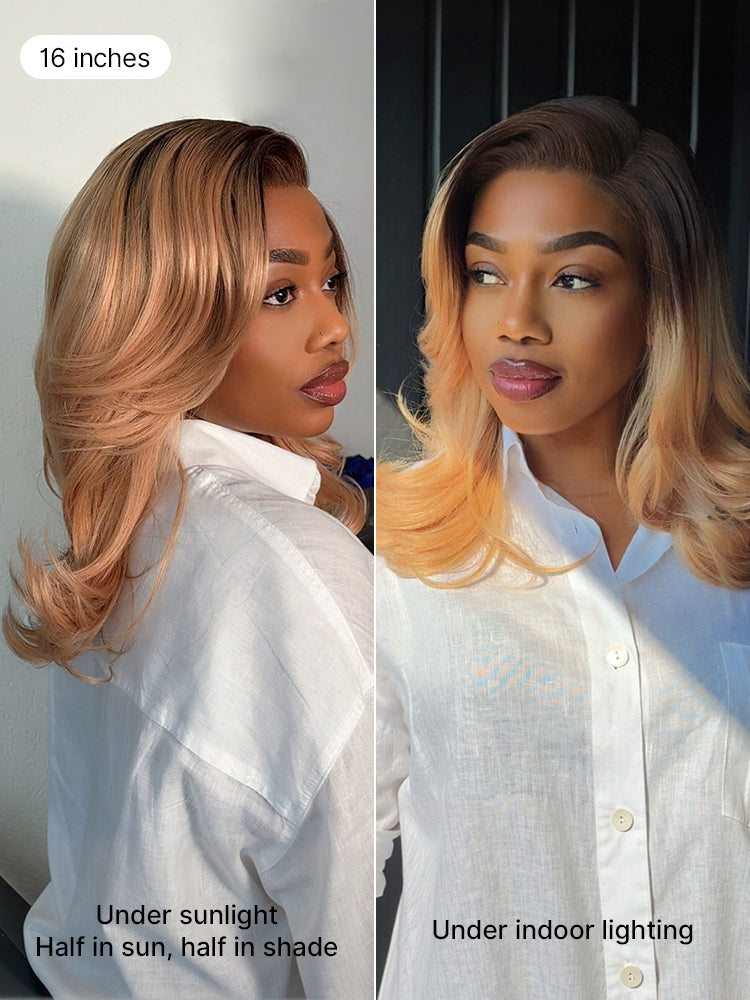 Luvme Hair butterfly cut layered wavy glueless HD lace short wig with minimalist style and natural minimalistic lace finish.