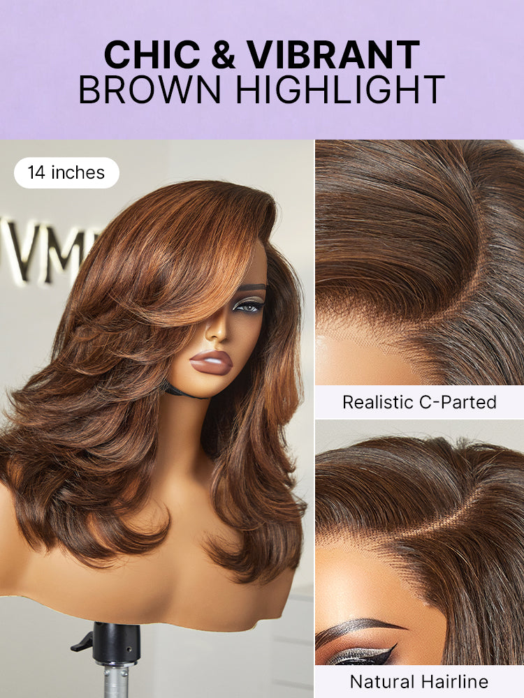 Luvme Hair butterfly cut layered wavy short lace wig with minimalist, glueless HD lace for a chic, natural look