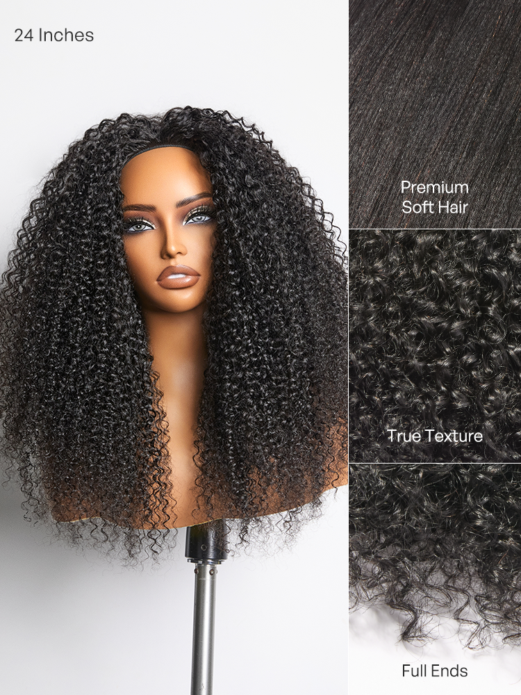 Luvme Too Easy Texture 3-in-1 half wig with kinky curly hair, 180% density, glueless, flexi-fit drawstring wig, natural appearance