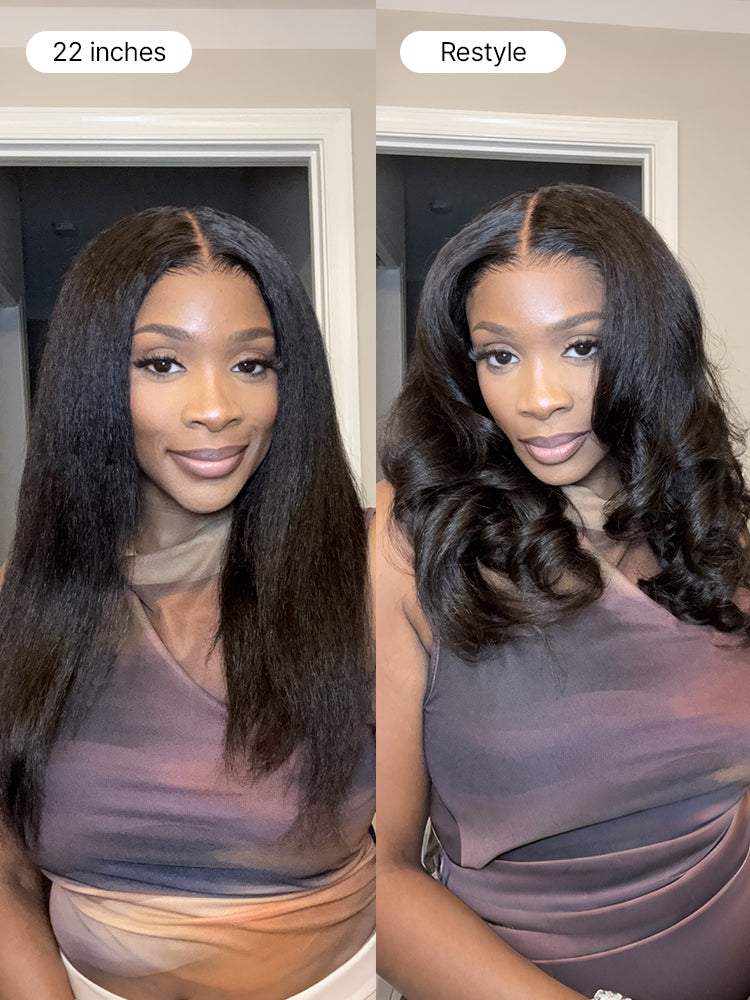 Luvme All-Day Comfort™ Wig 180% Density Butterfly Cut Layered Light Yaki Straight Glueless 7x6 Closure HD Lace Human Hair Wig Pre-Cut Lace-104