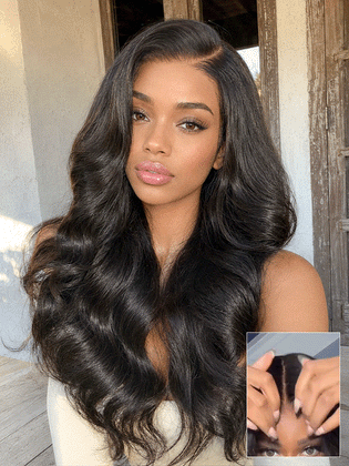 Luvme All-Day Comfort™ wig with loose body wave hair, 7x6 HD lace closure, glueless design, long length, pre-cut lace, and parting.