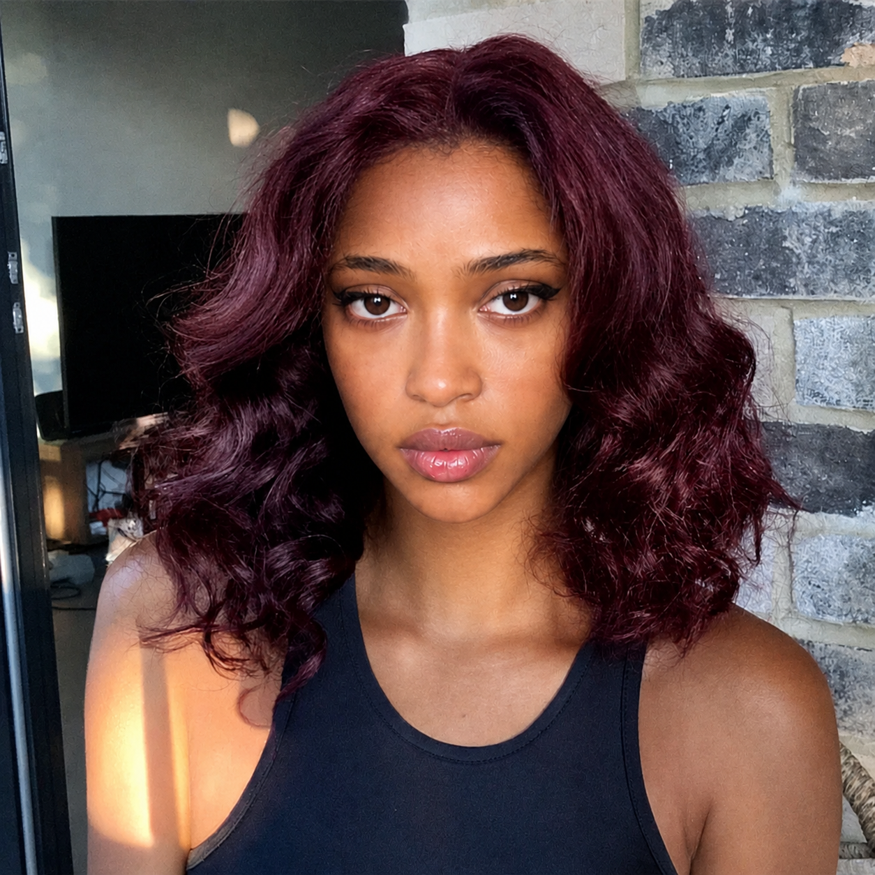 Dark Plum 99J Hair Color Wig Loose Wave Minimalist HD Lace Glueless Mid Part Short Wig-08