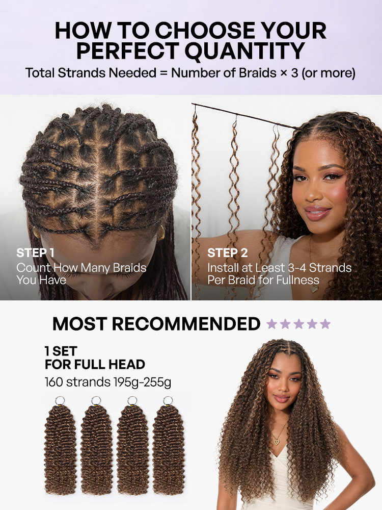 Luvme Hair Miracle Knots colored crochet hair with wet and wavy highlights in mix brown, suitable for boho braids and twists.