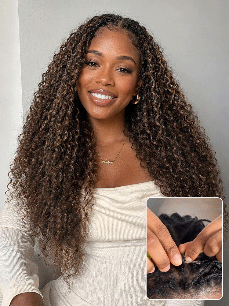 Miracle Knots Colored Crochet Hair Wet and Wavy Highlights | Mix Brown for for Boho Braids | Crochet Weaves | Fulani Braids | Twists Pre-Separated Lightweight Full & Soft Pre-Looped Human Hair Extensions Protective Style-01