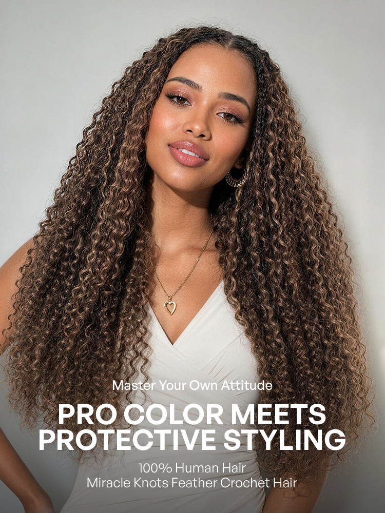 Miracle Knots Colored Crochet Hair Wet and Wavy Highlights | Mix Brown for for Boho Braids | Crochet Weaves | Fulani Braids | Twists Pre-Separated Lightweight Full & Soft Pre-Looped Human Hair Extensions Protective Style-20