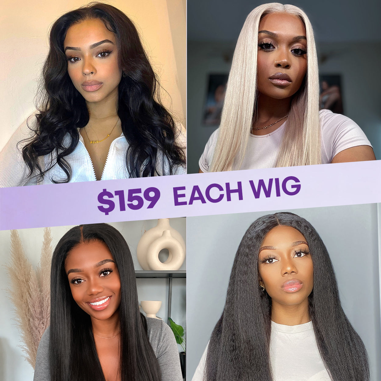 $159 Each | Final Deal 18 inches to 22 inches | Long Wig | Lace Wig | 4 Styles Available Only 50 Left | No Code Needed | US ONLY-01