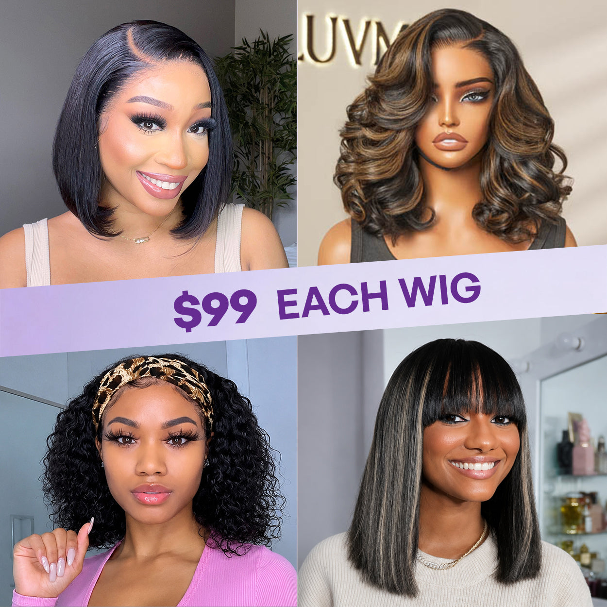 $99 Each | Final Deal 10 inches to 12 inches | Short Wig | Lace Wig | 4 Styles Available Only 50 Left | No Code Needed | US ONLY-01