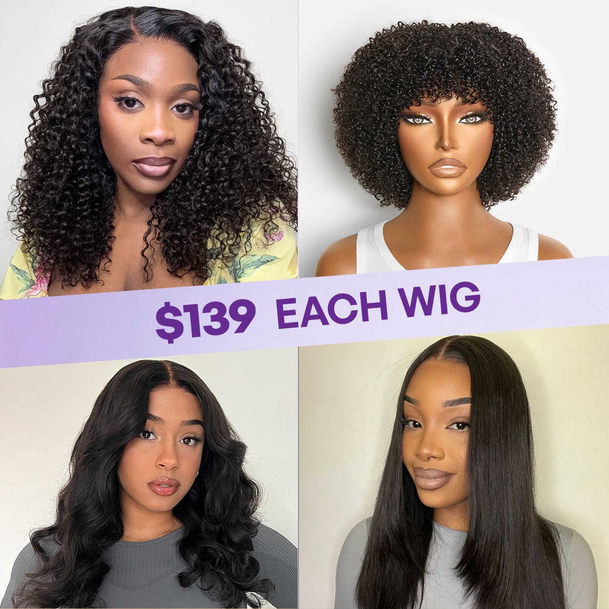 $139 Each | Final Deal 10 inches to 18 inches | Long Wig | Lace Wig | 4 Styles Available Only 50 Left | No Code Needed | US ONLY-01