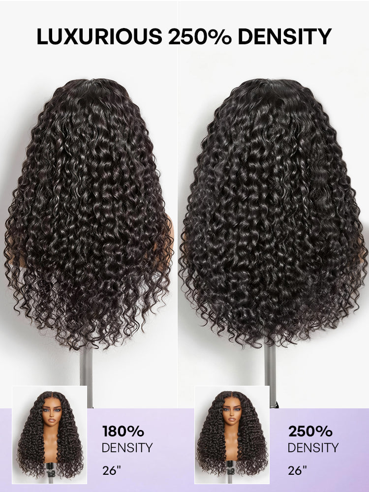 PreMax 180% / 250% Density Water Wave Glueless Flexi-Fit Drawstring 13x4 Frontal Lace Fluffy Curly Wig Pre-Cut Lace-86