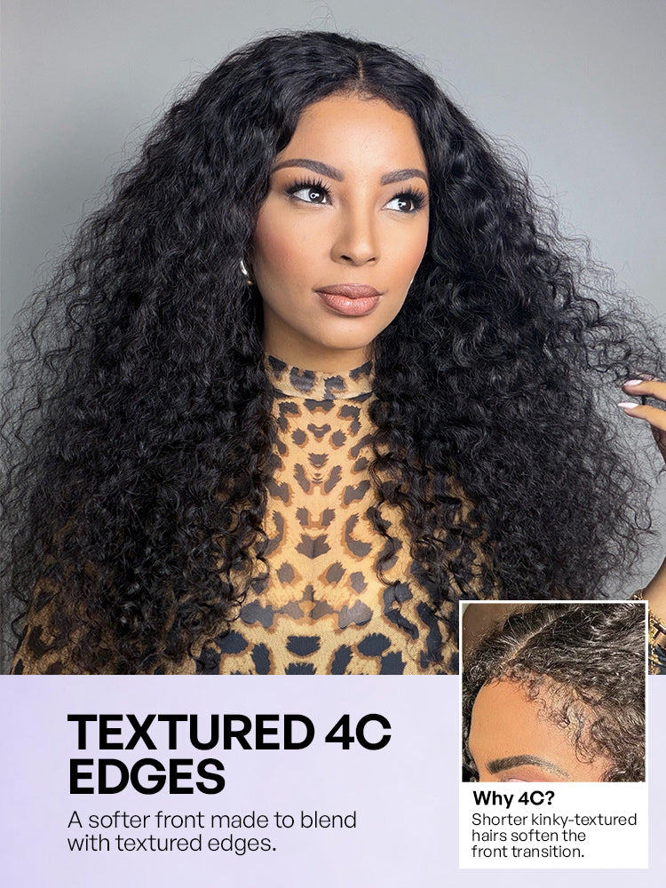PreMax 180% / 250% Density Water Wave Glueless Flexi-Fit Drawstring 13x4 Frontal Lace Fluffy Curly Wig Pre-Cut Lace-82