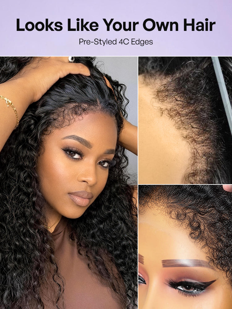 PreMax 180% / 250% Density Water Wave Glueless Flexi-Fit Drawstring 13x4 Frontal Lace Fluffy Curly Wig Pre-Cut Lace-81