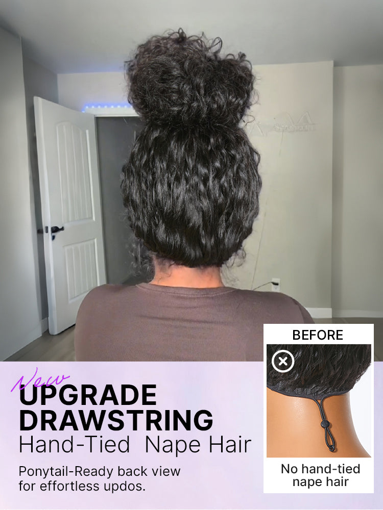 PreMax 180% / 250% Density Water Wave Glueless Flexi-Fit Drawstring 13x4 Frontal Lace Fluffy Curly Wig Pre-Cut Lace-84