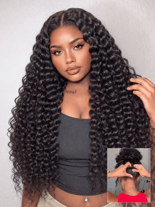 PreMax 180% / 250% Density Water Wave Glueless Flexi-Fit Drawstring 13x4 Frontal Lace Fluffy Curly Wig Pre-Cut Lace-77