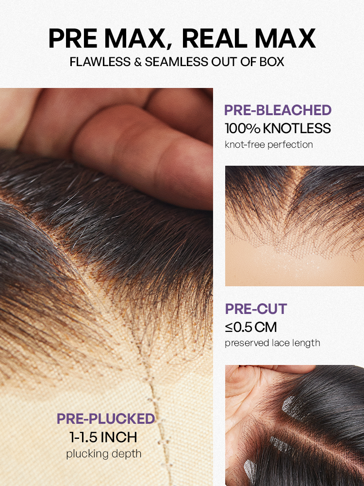 Jet black Luvme Hair 5x5 closure lace wig with loose body wave 100% human hair, glueless design and natural-looking parting.
