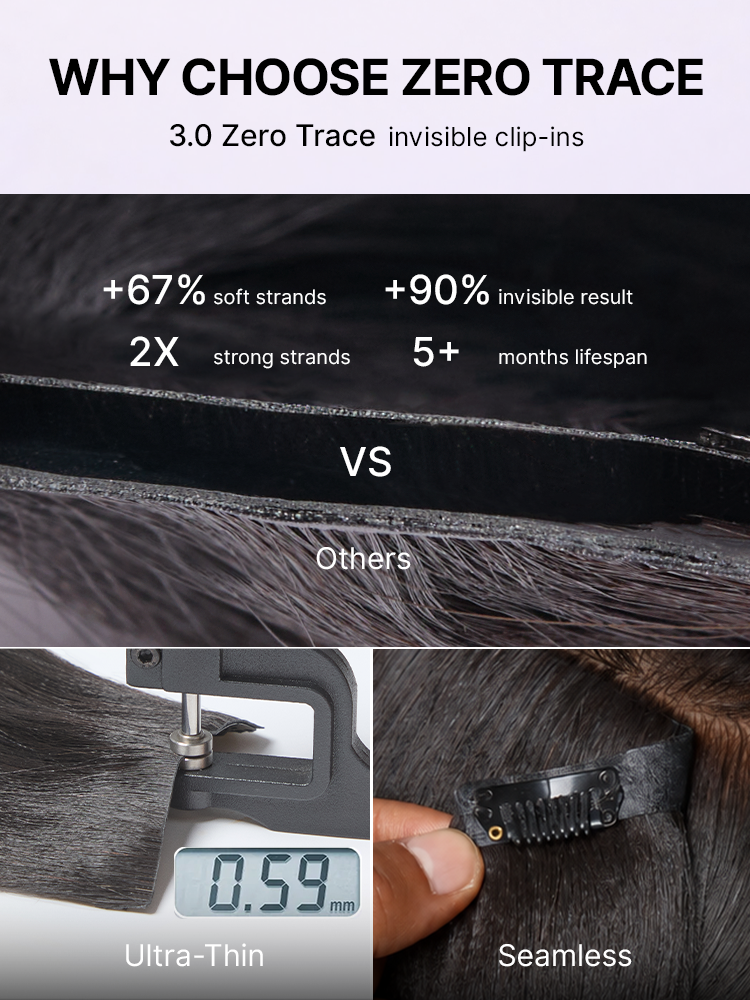 Yaki Straight 0.59mm Zero Trace Invisible Clip in Hair Extensions 100g 7pcs / 6pcs Seamless Blend & Lightweight for Daily Styling-30